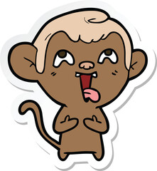 sticker of a crazy cartoon monkey