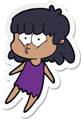 Obraz premium sticker of a cartoon whistling girl