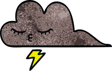 retro grunge texture cartoon of a storm cloud