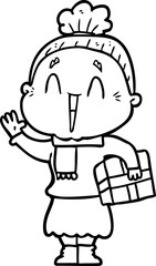 cartoon happy old lady