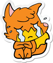 sticker of a crying fox cartoon