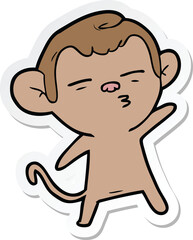 sticker of a cartoon suspicious monkey