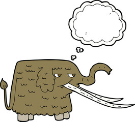 cartoon woolly mammoth with thought bubble