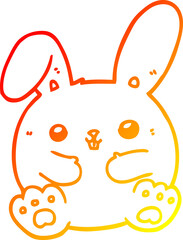 warm gradient line drawing of a cartoon rabbit