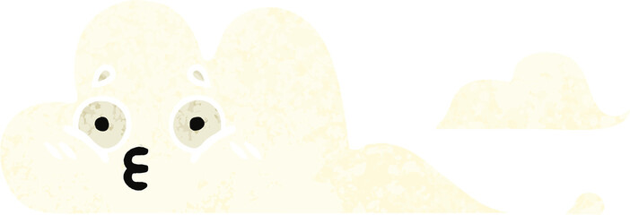 retro illustration style cartoon of a white cloud