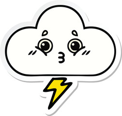 sticker of a cute cartoon storm cloud