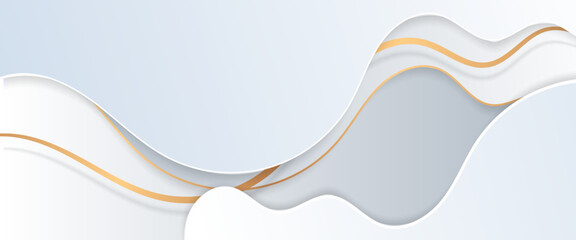 White and gold minimal geometric shape abstract background Minimalist modern graphic design element cutout style concept for banner, flyer, card, or brochure cover