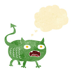 cartoon little imp with thought bubble