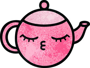 Obraz premium retro grunge texture cartoon of a teapot