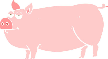 flat color illustration of huge pig