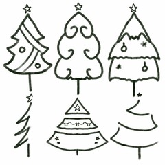 Christmas tree, line art, decorate,
