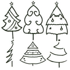 Christmas tree, line art, decorate,
