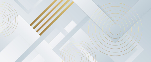 White and gold vector abstract geometrical shape modern background - obrazy, fototapety, plakaty
