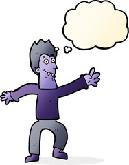 cartoon vampire with thought bubble