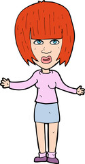 cartoon woman shrugging shoulders
