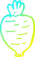 cold gradient line drawing of a cartoon root vegetable
