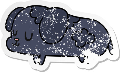 distressed sticker cartoon illustration kawaii of a cute dog
