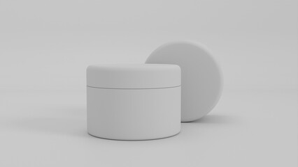 3D rendered Cosmetics Jar mock up. Packaging clear Cosmetic cream on isolated Light Grey background