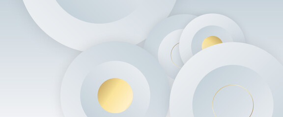 White and gold minimal geometric shape abstract background Abstract modern white background paper cut style with golden line Luxury concept.