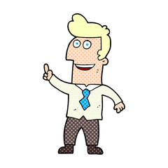 freehand drawn cartoon businessman pointing