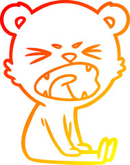 warm gradient line drawing of a angry cartoon bear