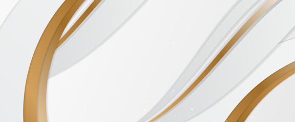 White and gold abstract background with shapes Minimalist modern graphic design element cutout style concept for banner, flyer, card, or brochure cover