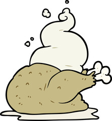 cartoon whole cooked chicken