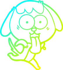 cold gradient line drawing of a cute cartoon dog