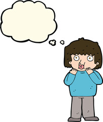 cartoon worried boy with thought bubble
