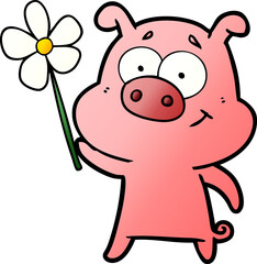 happy cartoon pig