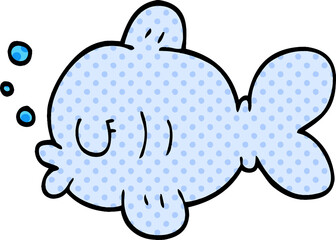 cartoon doodle fish swimming