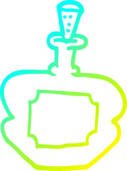 cold gradient line drawing of a cartoon perfume bottle