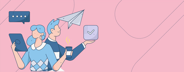 Business People Flat Vector Concept Operation Hand Drawn Illustration
