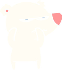 angry bear polar flat color style cartoon