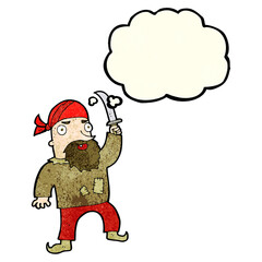 cartoon pirate with thought bubble