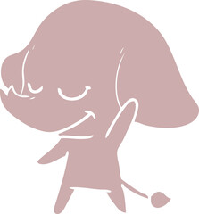 flat color style cartoon smiling elephant