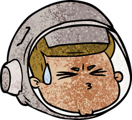 cartoon stressed astronaut face