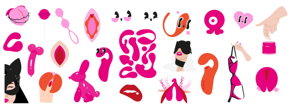 Sex Shop, sensual, &iacute;ntimo, fetiche, vibrador, groovy, ilustra&ccedil;&atilde;o, vetor