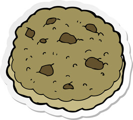 sticker of a chocolate chip cookie cartoon