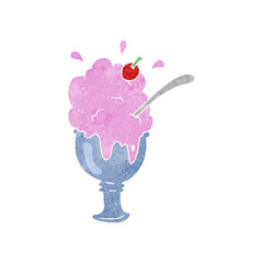 freehand retro cartoon ice cream