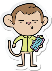 sticker of a cartoon office monkey