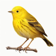 Fototapeta premium Yellow Warbler full body on white background