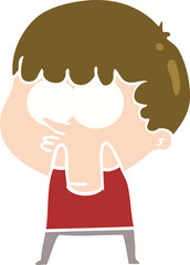 flat color style cartoon curious boy