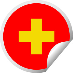 Fototapeta premium circular peeling sticker cartoon of a addition symbol