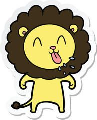 sticker of a happy cartoon lion