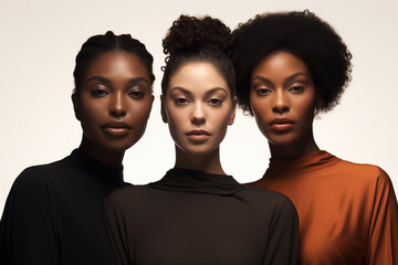 portrait of three young African American women. Black history month concept. - obrazy, fototapety, plakaty