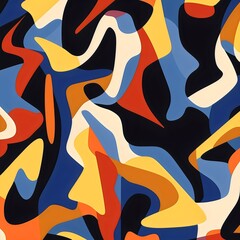 seamless pattern inspired by cubism, with fragmented shapes and bold lines