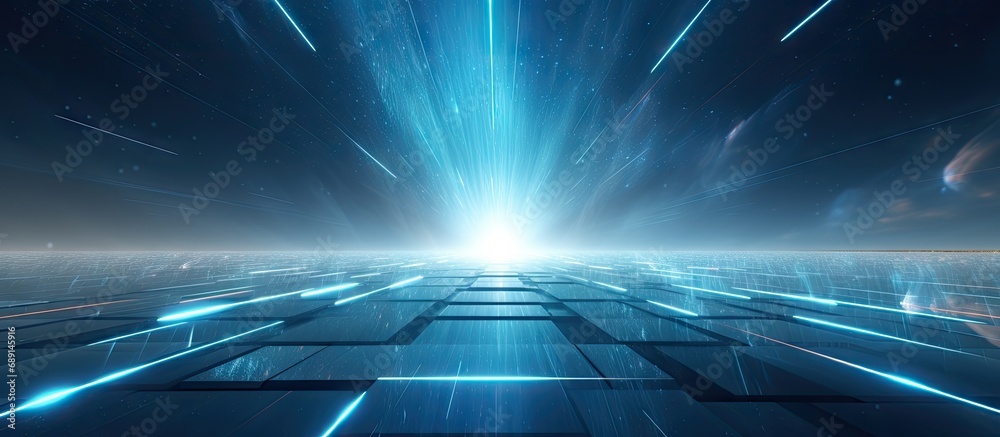 Leinwandbilder Futuristic fractal horizon on abstract tech background Copy space image Place for adding text or design