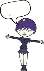 cartoon vampire girl with speech bubble