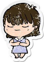 distressed sticker of a cartoon woman
